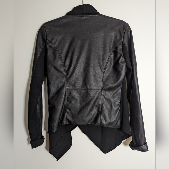BLANK NYC Private Practice Faux Leather Front Draped Moto Jacket Black Small - Picture 6 of 6